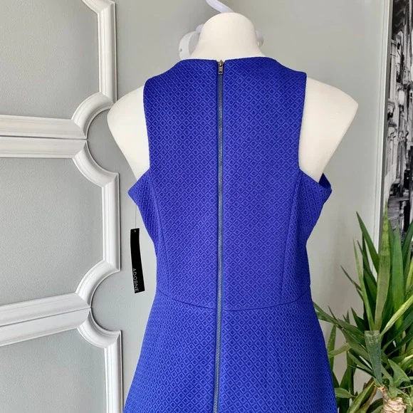 Adorne Sleeveless Scuba Knit Flare Mini Dress in Blue Size 8 - Picture 6 of 9